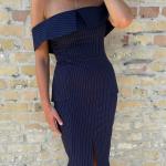 Striped navy haljina