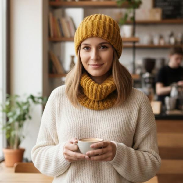 Unisex set strumpf kapa i rol kragna